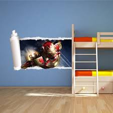 Iron Man Full Colour Avengers Wall Art Sticker Boys Bedroom Superhero Graphic Ebay Superman Room Decor Superman Room Wall Stickers Kids