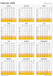 Bitte beachten sie, dass die erste und letzte kalenderwoche in das vorangegangene bzw. Excel Kalender 2020 Kostenlos