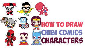 How To Draw Cute Chibi Kawaii Super Heroes From Dc Comics Marvel In Easy Steps Drawing Lessons - How To Draw Step By Step Drawing Tutorials Cute Drawings Cute Chibi Chibi