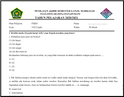 Soal fiqih kelas 4 semester 1 dan kunci jawabancontoh soal di dalamnya antara lain. Unduh Contoh Soal Pas Fiqih Kelas 7 Mts Semester 1 Sesuai Kma 183
