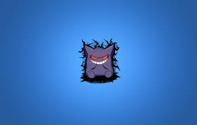 This image is for personal desktop wallpaper use only, if you are the author and find this image is shared without your permission, dmca report please. Wallpaper Purple Smile Minimalism Blue Background Pokemon Pokemon Gengar Images For Desktop Section Minimalizm Download