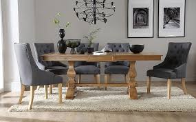 The best solid hardwood dining collections combine both function and style so that you can sit comfortably and enjoy the company of your loved ones. Cavendish Oak Extending Dining Table With 6 Duke Slate Fabric Chairs Furniture And Choice