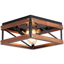 Check spelling or type a new query. Buy Rustic Farmhouse Flush Mount Light Fixture Two Light Metal And Wood Square Flush Mount Ceiling Light For Hallway Bedroom Kitchen Entryway Black Online In Indonesia B083jfmr16