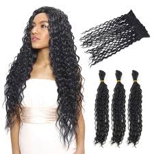 It's easiest to braid a ponytail; Amazon Com 4 Pcs Human Hair Braid In Bundles Curly Weave Extension No Sew No Crochet No Glue Weft With Excrescent Hair 16 14 Beauty