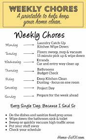 Weekly Chore Schedule Home Ec 101