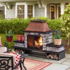 Belgard also offers the belgard elements™ line of. Sunjoy 48in Bel Aire Copper Outdoor Wood Burning Fireplace With Chimney And Built In Shelves