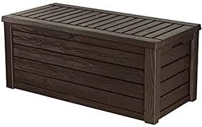 Amazon Com Keter Westwood 150 Gallon Resin Large Deck Box Organization And Storage For Patio Furniture Outdoor Cushions Garden Tools And Pool Toys Brown Garden Outdoor