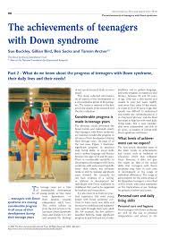 Pdf The Achievements Of Teenagers With Down Syndrome The Achievements Of Teenagers With Down Syndrome