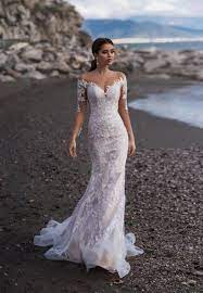Collection 2021 Beach Wedding Dress Bridal Gown With Open Etsy In 2021 Fitted Lace Wedding Dress Wedding Dresses Etsy Wedding Dress