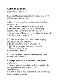 Contoh soal pilihan ganda tentang pendidikan karakter. Contoh Soal Plpg Pilihan Ganda