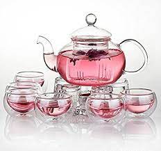 Jusalpha Glass Filtering Tea Maker Teapot With A Warmer And 6 Tea Cups Set Version 2 26 Oz Tea Maker Tea Pots Tea Cups