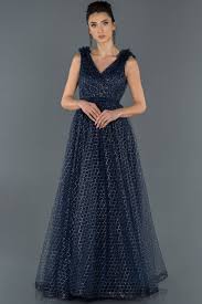 Lacivert V Yaka Sim Detayli Prenses Abiye Elbise Abu1179 Elbise Modelleri The Dress Elbise