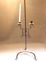 A variety of sizes blend elegantly with whatever furnishings they are accenting. 18th Century Wrought Iron Adjustable Floor Candle Holder Roys Antiques