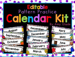 Pattern Practice Calendar Kit Editable Calendar Kit Pocket Chart First Grade Calendar