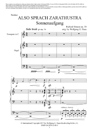 Richard strauss also sprach zarathustra, herbert von karajan. Strauss Richard 1864 1949 Also Sprach Zarathustra Sonnenaufgang Trumpet And Organ A Music Publisher