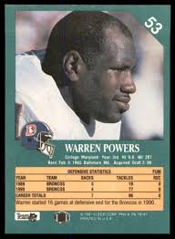 1991 Fleer Warren Powers . Denver Broncos #53
