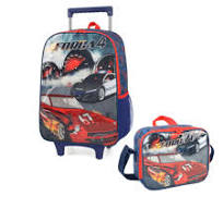 MOCHILA CARRINHO LUXCEL FORÇA4 +LANCHEIRA PRETA