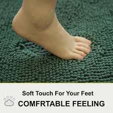 Amazon.com: Green Bathroom Rug Chenille 3-Piece Extra Soft and Absorbent  Shag Bath Mat Set, Machine Wash Green Bathroom Rug Set, Strong PVC Non-Slip  Underside, Plush Carpet Green Bath Mat (Dark Green) :