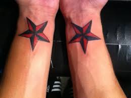 Geometric star tattoo designs in tribal style on the ankle for men and women. 25 Wrist Star Tattoos For Men