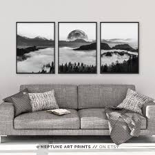 Large Black And White Framed Prints Black And White Photography Wall Art Poster Print Set Of 3 Piece Fog Forest Landscape Set Full Moon Nature Large Home Decor 24x36 18x24 In 2020 Photography Wall Art Outer Space
