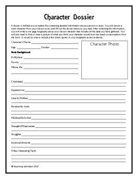 Dossier definition, a collection or file of documents on the same subject, especially a complete file containing detailed information about a person or topic. Character Dossier For Use With Any Story Or Novel Novels Creative Curriculum Teaching Secondary