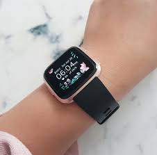 Fitbit Versa Rose Gold With Black Band Apple Watch Fashion Apple Watch Accessories Rose Gold Apple Watch