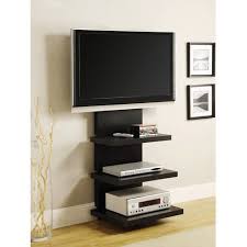 Wall Mount Tv Stand With 3 Shelves Black For Tvs Up To 60 Walmart Com Bedroom Tv Stand Tv Stand With Mount High Tv Stand