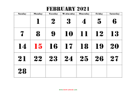 Folge deiner leidenschaft bei ebay! Free Download Printable February 2021 Calendar Large Font Design Holidays On Red