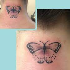 Matching Friendship Butterfly Tattoos By Leah Utahartist Tattoos Friendship Localbusiness Tattoos Butterfly Tattoo Behind Ear Tattoo