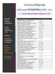 The list contains actress in random orders and you can find out the in which latest tv serial the actress has appear. 30 Bollywood Actor Price List 2018 Singer Actress Tv Heroes Stars Dancers Singers Actors Fees Charge Booking Price 2018 Cost Event Appearance Rate Ideas Bollywood Celebrities Celebrities Bollywood