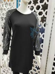 Varak Detayli Reglan Kol Tunik Siyah Tunik Siyah Triko
