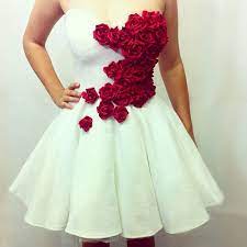 Huge savings for prom dresses roses short. The Rose Dress Handmade White Prom Dress Petticoat Skirt Red Roses Event Gown Wedding Bridesmade Dress R Strapless Prom Dresses White Prom Dress Red Prom Dress
