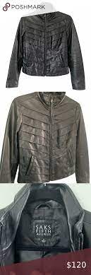 Saks Fifth Avenue Black Leather Jacket In 2020 Black Leather Jacket Leather Jacket Black Leather