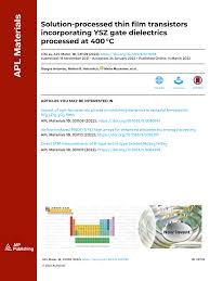 PDF) Solution-processed thin film transistors incorporating YSZ gate  dielectrics processed at 400 °C