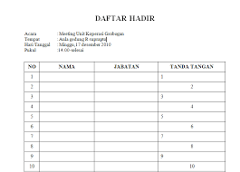 Maybe you would like to learn more about one of these? Contoh Form Daftar Hadir Rapat Yang Sering Digunakan Perusahaan Update Informasi Menarik