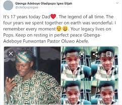 Gbenga adeboye, late comedian and broadcaster popularly known as 'mr funwontan', hit stardom at birth, he was known as elijah oluwagbemiga adeboye, but as at the time of his death, it became. Welcome To Ladun Liadi S Blog Gbenga Adeboye S Son Nigerians Remember Him 17 Years After