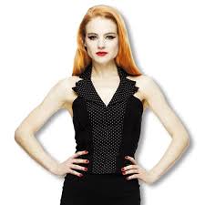 Das top bei maxmal 30°c im schonwaschgang waschen und zum trocknen etwas in form ziehen und auf ein weiches handtuch. Polka Dot Neckholder Top Rockabilly Pinup Gothic Fashion Horror Shop Com