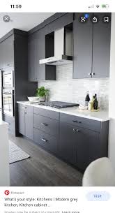 The gold touch adds up the luxuriousness to space! Pin By Shanynp On Kitchens Modern Grey Kitchen Modern Kitchen Furniture Modern Kitchen