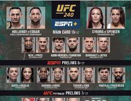 Et from gila river arena in glendale, ariz. Ufc 240 Live Results Holloway Vs Edgar Cyborg Vs Spencer