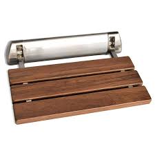 Steamspa Teak Wiith Brushed Nickel Trim Teak Wall Mount Shower Seat Lowes Com Shower Seat Wood Shower Bench Teak Wall