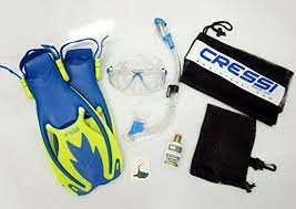 dixie divers junior snorkeling set blue green cressi marea mask dry snorkel adjustable fins size 4 7 kids package children s dry snorkel snorkel set snorkeling
