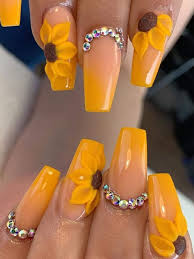 Everyone Jealous Coffin Shaped Black Sunflower Acrylic Nails Coffin Shaped Mustard Yellow Ombre Nails With Sunflower And Rhinestones Design Nails Nailart Nail Ombrenails In 2020 Yellow Nails Yellow Nails Design Ombre Nails