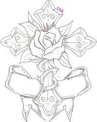 Begin by drawing a spiral to form the center of the flower, with additional curved lines outlining the petals. My Shit Cross Drawing Roses Drawing Tattoo Design Drawings
