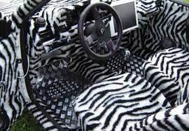 Wow Talk About A Loud Interior Zebra Print Can Be Nice But Pimped Out Cars Car Interior Weird Cars