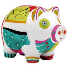 Coins fall into piggy bank painted with flag. 150 Painted Piggy Banks Ideas Piggy Piggy Bank Pig Bank
