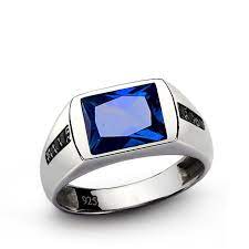Men S Sapphire Ring In Sterling Silver With Black Onyx Mens Gemstone Ring Mens Sapphire Ring Mens Gemstone Rings Mens Ruby Ring