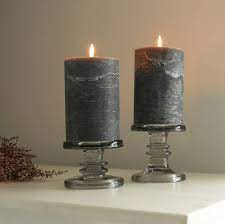 10 whitewashed wood carved pillar candle holder by ashland®. Grey Glass Pillar Candle Holder By Clem Co Notonthehighstreet Com