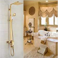 Vigo davidson single hole bathroom faucet, matte gold by vigo (21) $133$159. Juno Square Gold Bathroom Shower Faucet With White Hand Held Shower