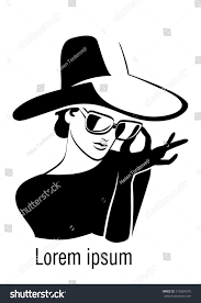 Elegant Woman In Black With Mitten And Hat Girl With Glasses Drawing On White Background Vector Image Portret