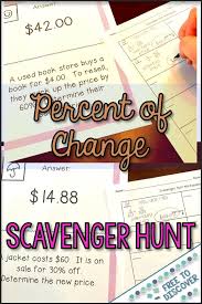 Percent Of Change Scavenger Hunt Percent Of Change Middle School Math High School Math Classroom
